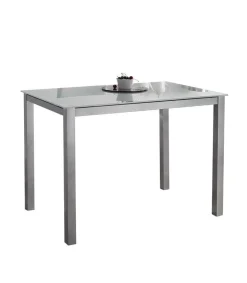 Mesa fija cocina cristal blanco patas grises 75 cm(alto)105 cm(ancho) 60 cm(fondo).