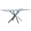 Mesa fija Cross para salon o cocina de cristal patas blancas 75 cm(alto)160 cm(ancho)90 cm(largo)