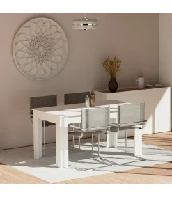 Mesa fija Kia para salón, cocina acabado blanco, 77 cm(alto)140 cm(ancho)80 cm(largo)