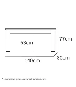 Mesa fija Kia para salón, cocina acabado roble gold, 77 cm(alto)140 cm(ancho)80 cm(largo)