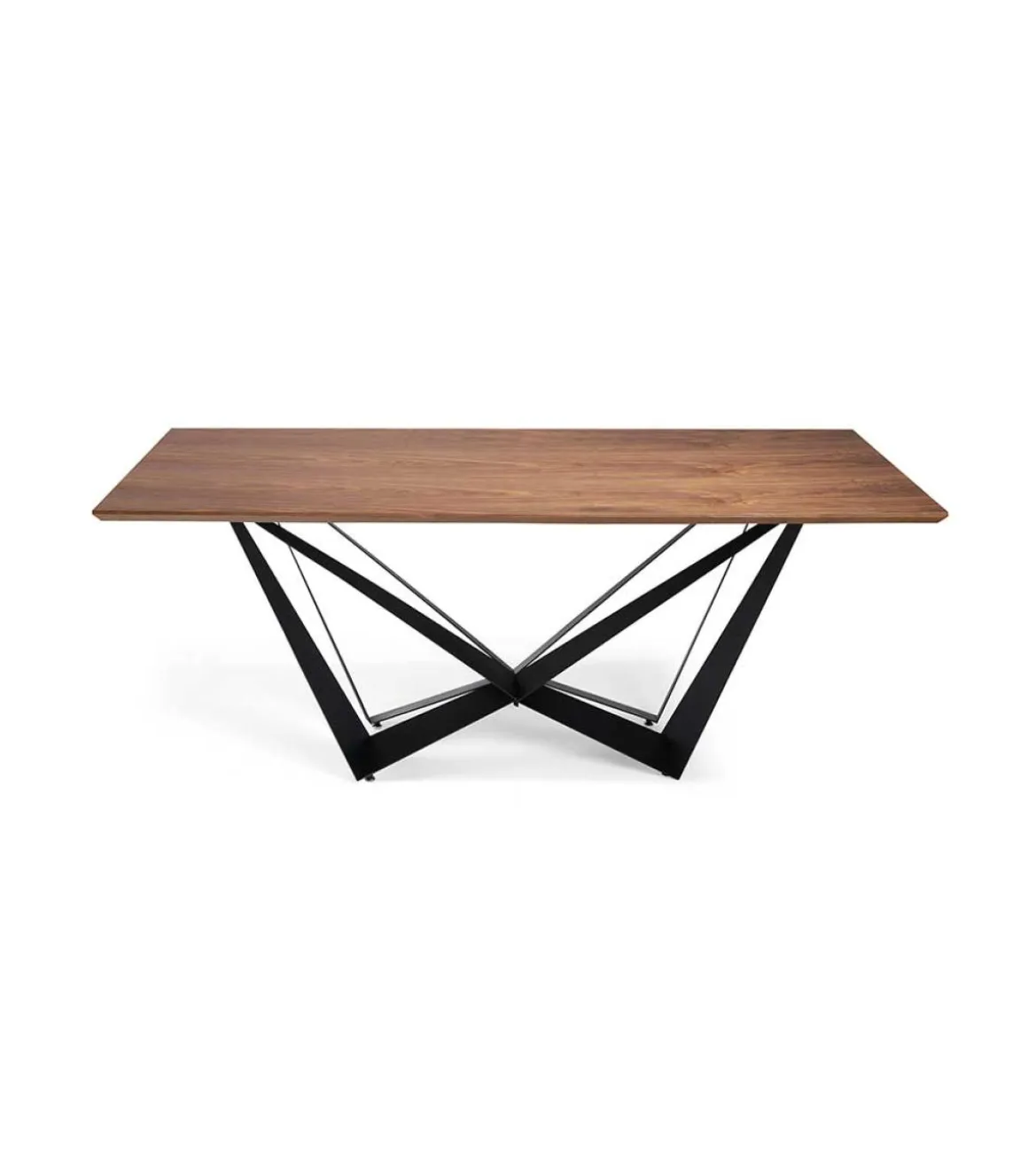 Mesa fija rectangular Amira acabada en nogal, 200 x 100 x 75 cm (largo x ancho x alto)