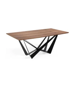 Mesa fija rectangular Amira acabada en nogal, 200 x 100 x 75 cm (largo x ancho x alto)