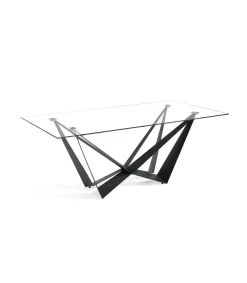 Mesa fija rectangular de vidrio templado Angela, 200 x 100 x 76 cm (ancho x ancho x alto)