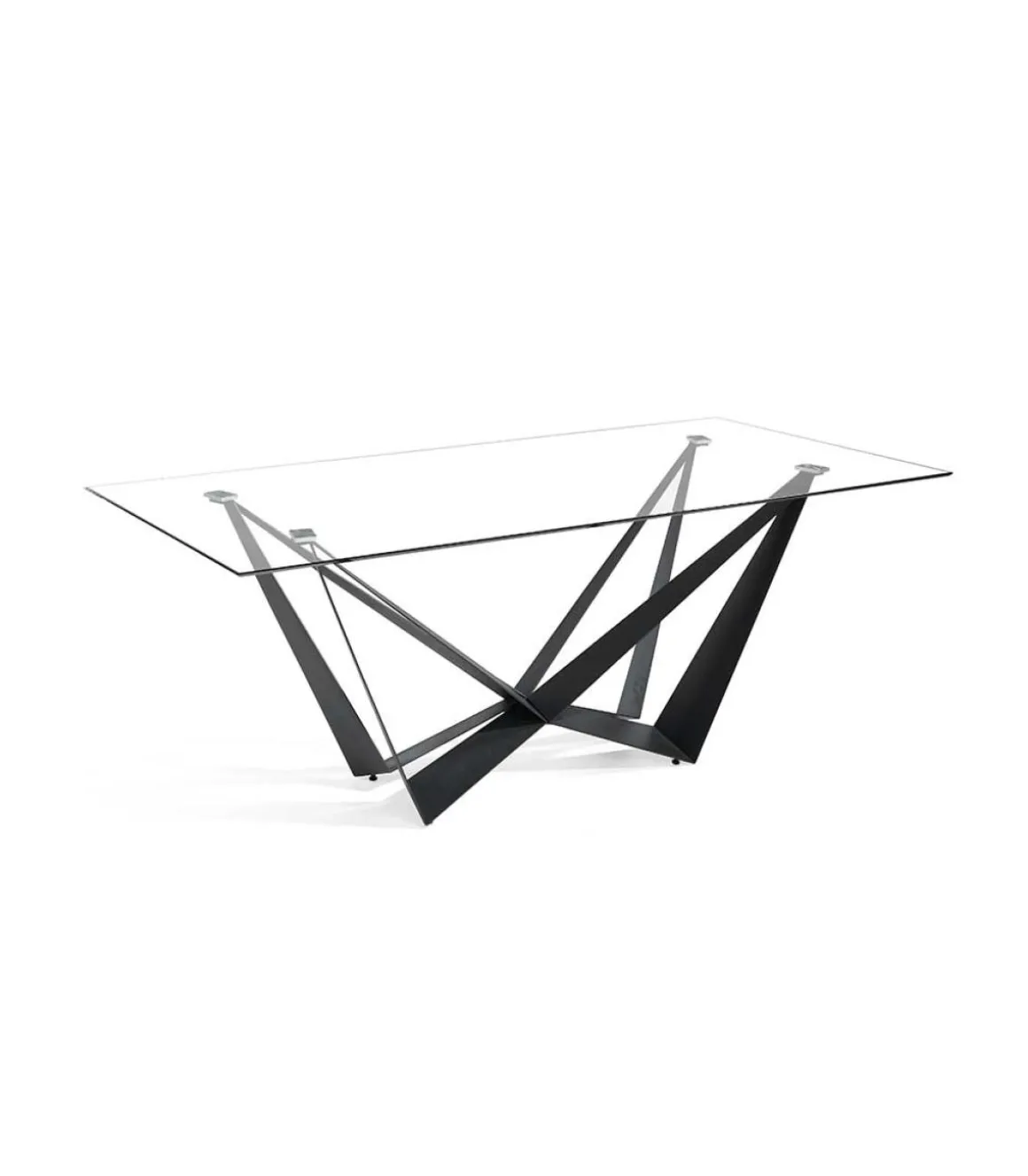 Mesa fija rectangular de vidrio templado Angela, 200 x 100 x 76 cm (ancho x ancho x alto)