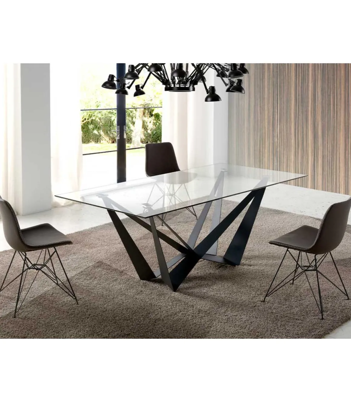 Mesa fija rectangular de vidrio templado Angela, 200 x 100 x 76 cm (ancho x ancho x alto)