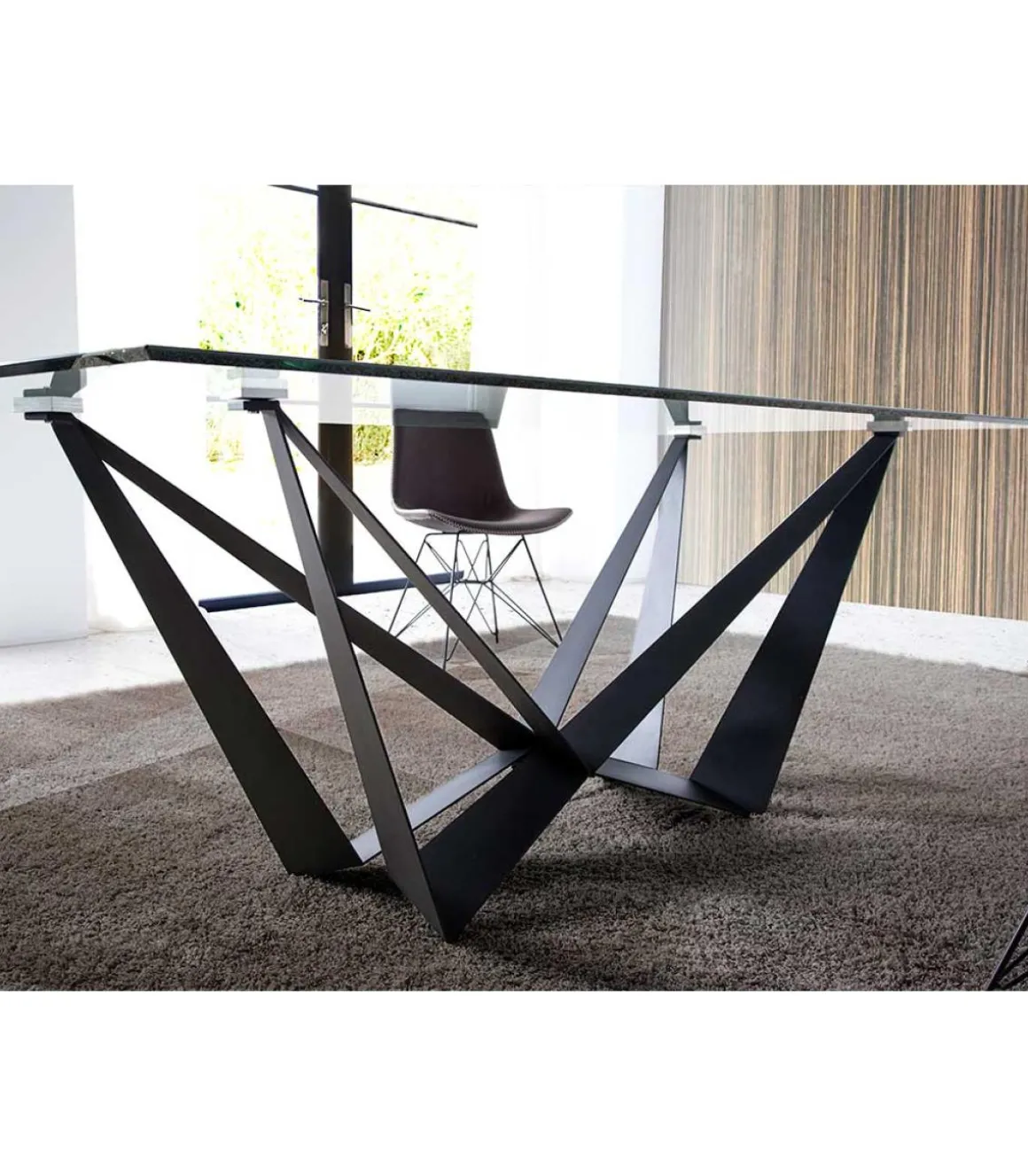 Mesa fija rectangular de vidrio templado Angela, 200 x 100 x 76 cm (ancho x ancho x alto)