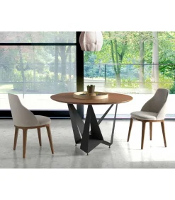 Mesa fija redonda acabada en nogal Gala, 120 x 76 (diámetro x alto)