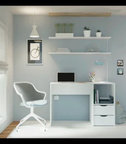 Mesa oficina o despacho Eko acabado blanco, 76 cm(alto)115 cm(ancho)50 cm(fondo)