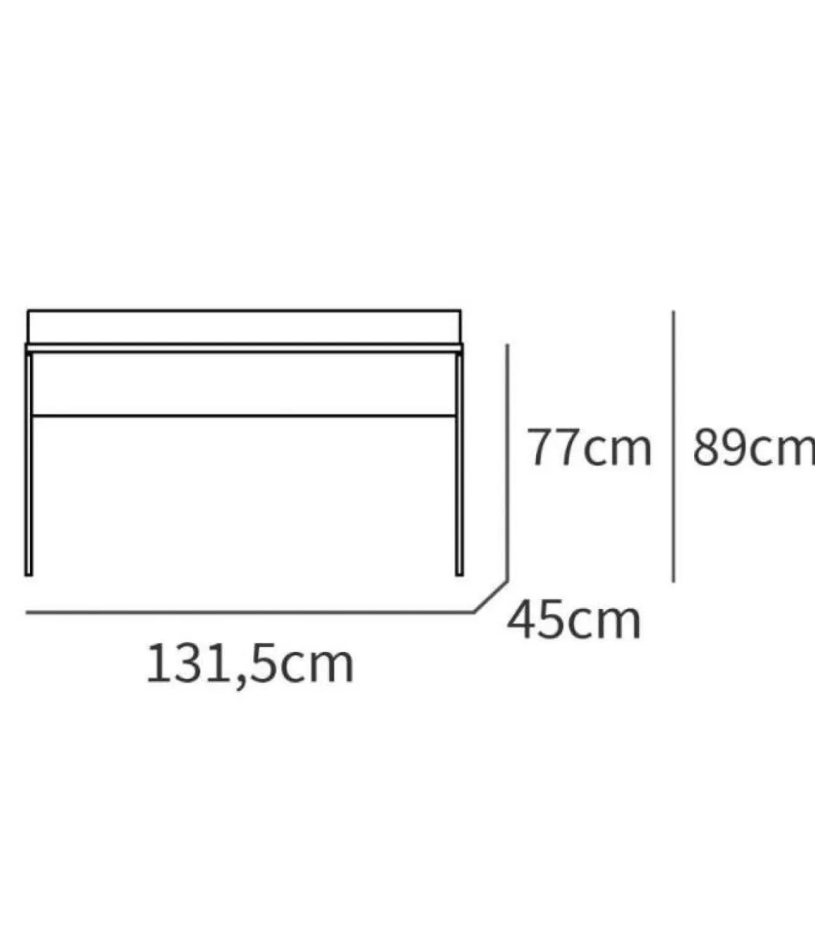 Mesa oficina o despacho Haley acabado blanco 77/89 cm(alto)131.5 cm(ancho)45 cm(fondo)