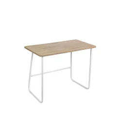 Mesa oficina o despacho patas metálicas en acabado roble/blanco 76 cm(alto)100 cm(ancho)52 cm(largo)