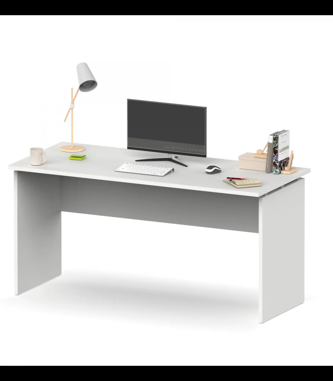 Mesa oficina o despacho Rivoli acabado blanco, 76cm(alto) 155cm(ancho) 68cm(fondo)