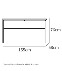 Mesa oficina o despacho Rivoli acabado blanco, 76cm(alto) 155cm(ancho) 68cm(fondo)