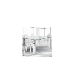 Mesa Orinoco de cristal y patas metálicas. 150 cm(ancho) 76 cm(altura) 90 cm(fondo)