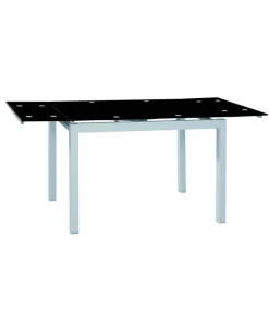 Mesa para cocina, comedor extensible Md-Baby acabado cristal negro, 110/170cm(ancho) 75cm(altura) 70cm(fondo).
