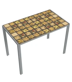 Mesa para cocina, comedor fija Md-Roma acabado cristal decorado, 105cm(ancho) 75cm(altura) 60cm(fondo).