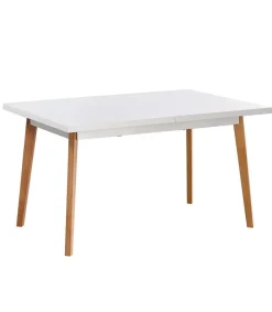Mesa para cocina, comedor Md-Capileira extensible acabado blanco, 140/180cm(ancho) 75cm(altura) 90cm(fondo).