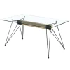 Mesa para cocina, comedor Md-Sally tapa cristal transparente, 140cm(ancho) 75cm(altura) 90cm(fondo).