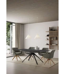 Mesa para comedor extensible Md-Boris acabado gris oscuro/negro, 150/200cm(ancho) 76cm(altura) 85cm(fondo).