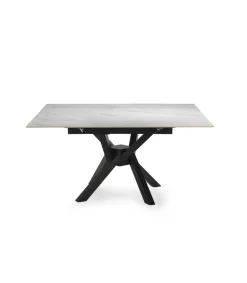 Mesa para comedor extensible Md-Alcoy acabado blanco/negro, 90/150cm(ancho) 76cm(altura) 150cm(fondo).