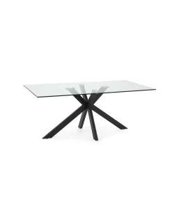 Mesa para comedor fija Md-Nora acabado negro, 180cm(ancho) 76cm(altura) 100cm(fondo).