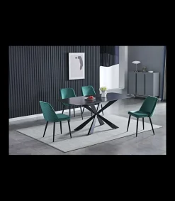 Mesa para comedor fija Md-W acabado negro, 160cm(ancho) 76cm(altura) 90cm(fondo).