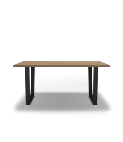 Mesa para comedor rectangular fija Md-Francis acabado natural/negro, 180cm(ancho) 75cm(altura) 100cm(fondo).