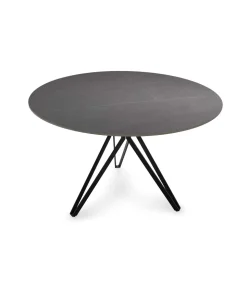 Mesa para comedor redonda fija Md-Malena acabado cerámica gris claro, 120cm(ancho) 76cm(altura) 120cm(fondo).