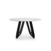 Mesa para comedor redonda fija Md-Amelia acabado cerámica blanca, 135cm(ancho) 76cm(altura) 135cm(fondo).