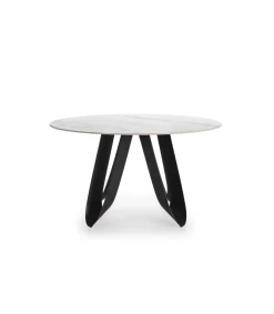 Mesa para comedor redonda fija Md-Amelia acabado cerámica blanca, 135cm(ancho) 76cm(altura) 135cm(fondo).