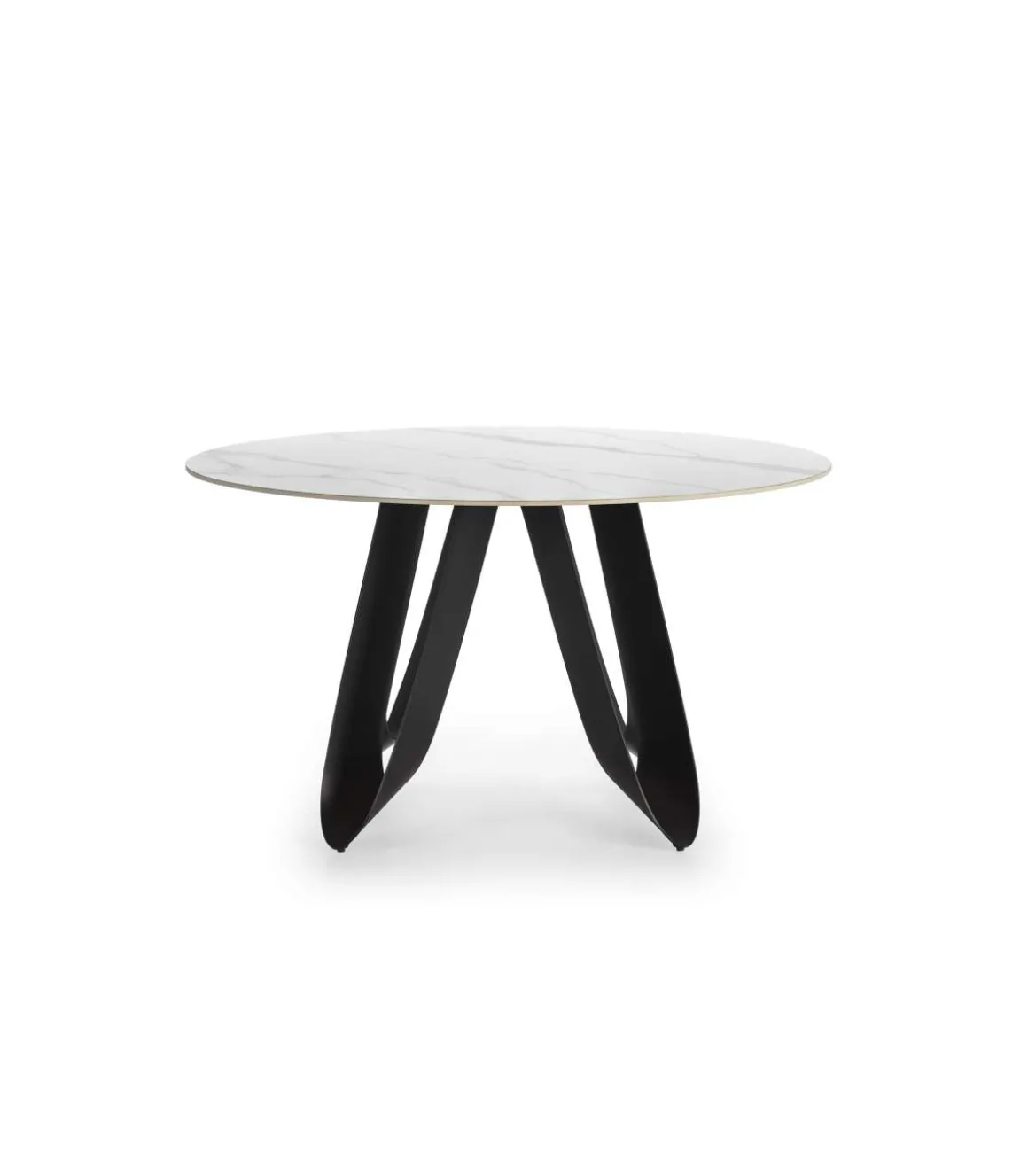 Mesa para comedor redonda fija Md-Amelia acabado cerámica blanca, 135cm(ancho) 76cm(altura) 135cm(fondo).
