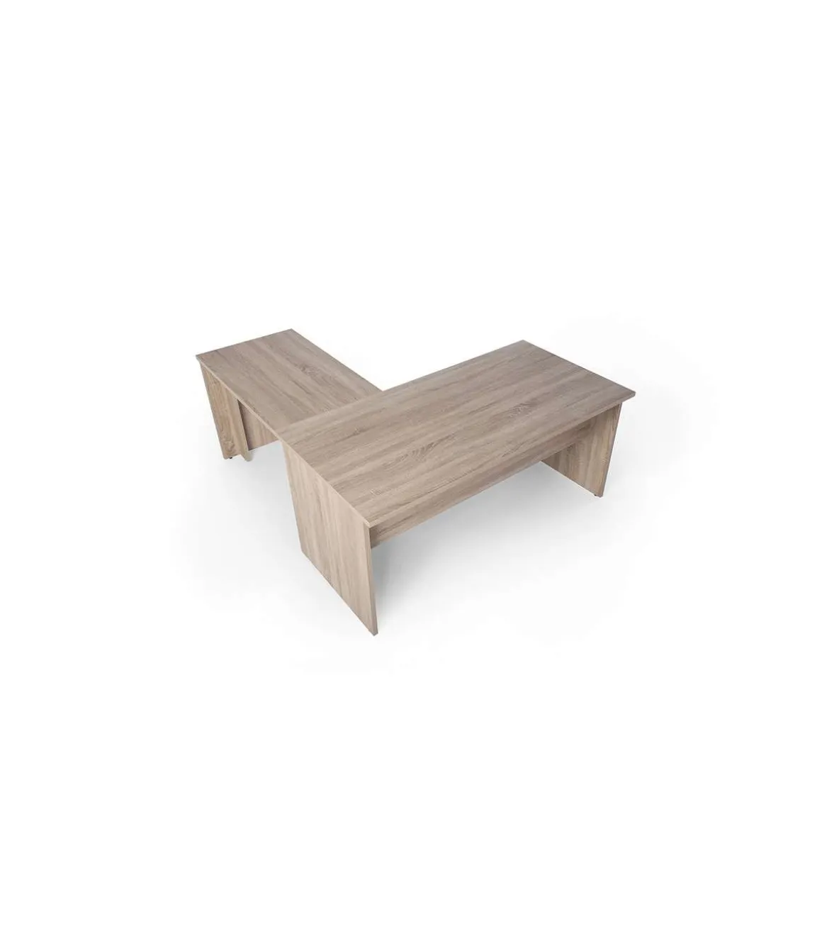 Mesa para oficina o estudio esquinero acabado olmo claro 73 cm(alto)160/180 cm(ancho)80/60 cm(fondo)