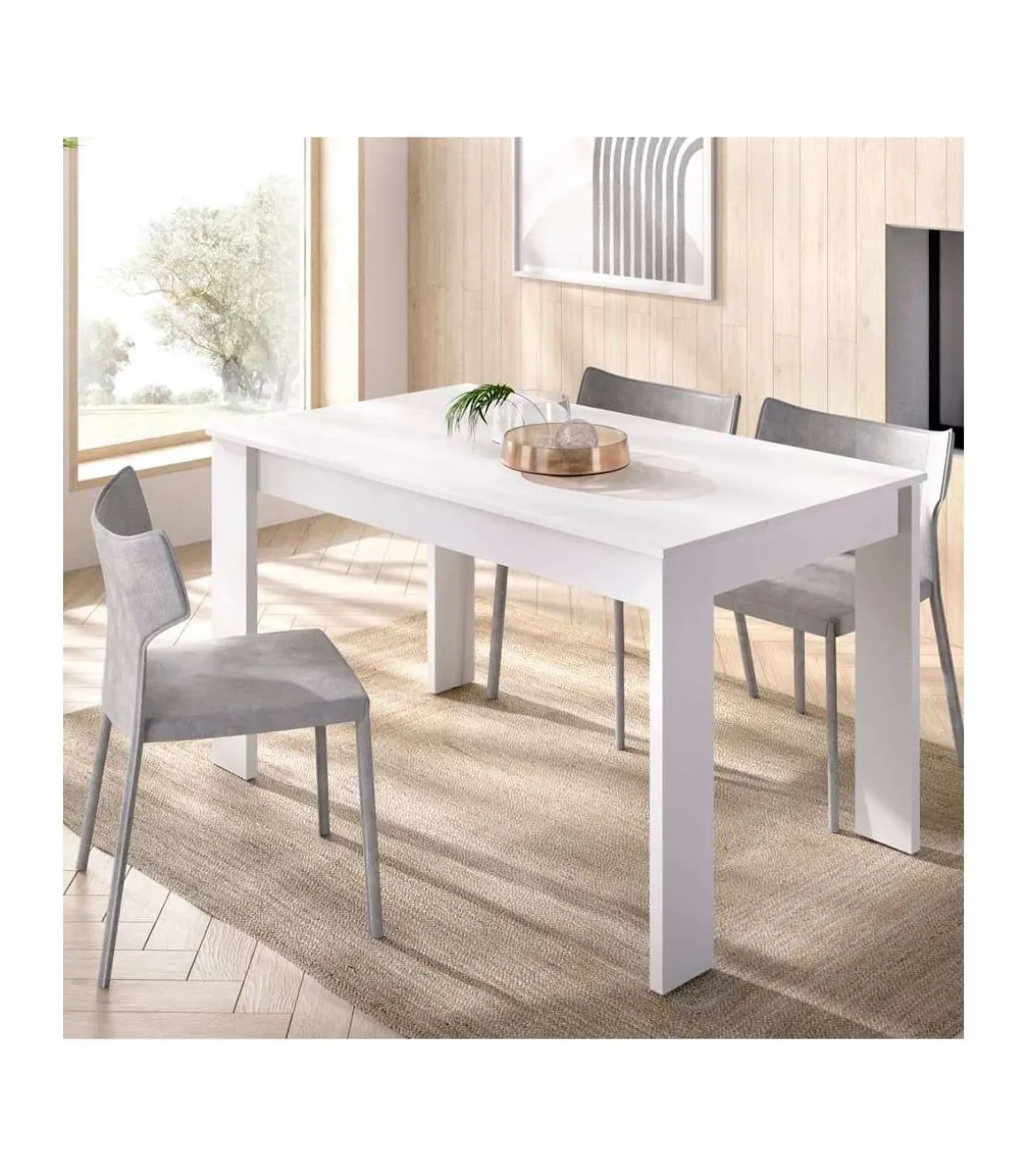 Mesa para salón fija Harley acabado Blanco, 77 cm(alto)138,5cm(ancho)81 cm(largo)