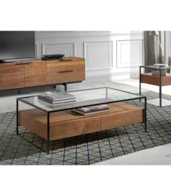 Mesa rectangular chapada en nogal Naia, 120 x 70 x 40 cm (largo x ancho x alto)
