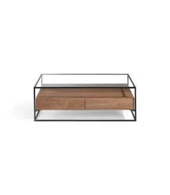 Mesa rectangular chapada en nogal Naia, 120 x 70 x 40 cm (largo x ancho x alto)