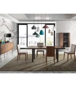 Mesa rectangular con acabado en madera de nogal Luna, 200 x 90 x 75 cm (largo x ancho x alto)