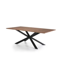 Mesa rectangular en chapa de nogal Nerea, 200 x 100 x 76 cm (largo x ancho x alto)