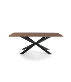 Mesa rectangular en chapa de nogal Nerea, 200 x 100 x 76 cm (largo x ancho x alto)