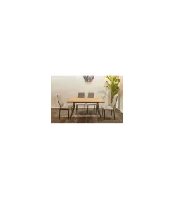 Mesa rectangular extensible Md-Artic acabado oak/negro, 75cm(alto ) 100/140cm(ancho) 100cm(largo)