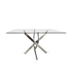 Mesa rectangular Nesy de cristal y patas cromadas 140 cm(ancho) 75 cm(altura) 90 cm(fondo)