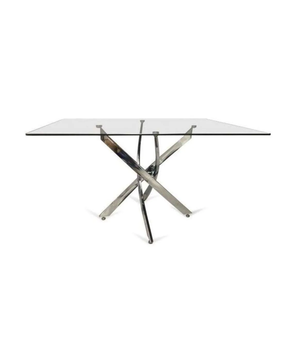 Mesa rectangular Nesy de cristal y patas cromadas 140 cm(ancho) 75 cm(altura) 90 cm(fondo)