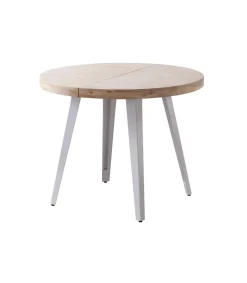Mesa redonda extensible Berg roble nordish patas blancas 76 cm(alto) 100cm(ancho) 100-140-180 cm(largo)