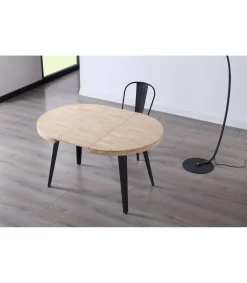 Mesa redonda extensible Berg roble nordish patas negras 76 cm(alto) 120/160/200cm(ancho) 120cm(largo)