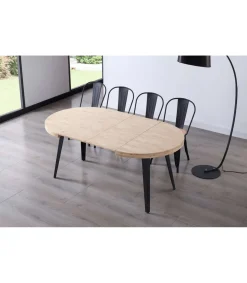 Mesa redonda extensible Berg roble nordish patas negras 76 cm(alto) 120/160/200cm(ancho) 120cm(largo)
