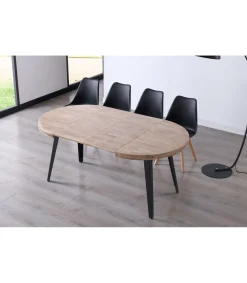 Mesa redonda extensible Berg roble nordish patas negras 76 cm(alto) 120/160/200cm(ancho) 120cm(largo)