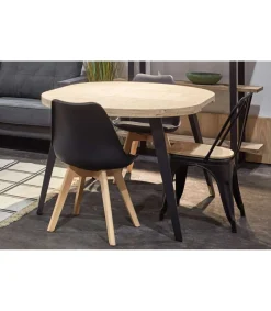 Mesa redonda extensible Berg roble nordish patas negras 76 cm(alto) 120/160/200cm(ancho) 120cm(largo)