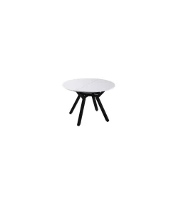 Mesa redonda extensible de comedor Coliseo acabado blanco, 75cm(alto) 110/150cm(ancho) 110cm(fondo)