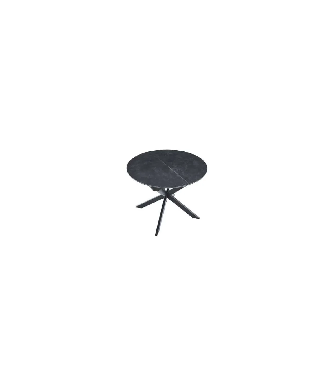 Mesa redonda extensible Vulcano acabado negro, 75cm(alto) 100-140cm(ancho) 100cm(largo)