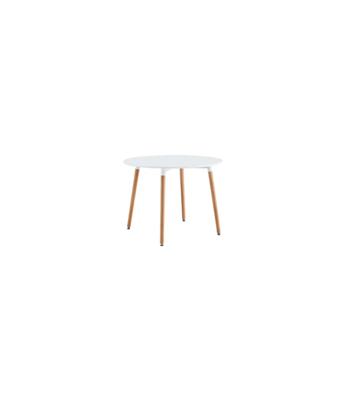 Mesa redonda fija Md-Nordika-100 acabado blanco/haya, 75cm(alto) 100cm(ancho) 100cm(fondo).