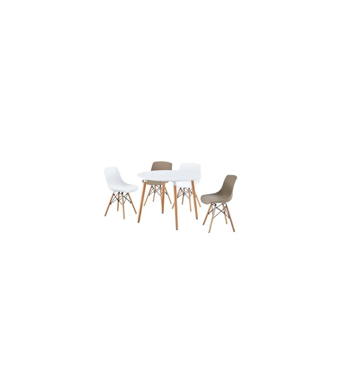 Mesa redonda fija Md-Nordika-100 acabado blanco/haya, 75cm(alto) 100cm(ancho) 100cm(fondo).