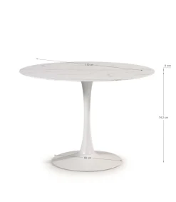 Mesa redonda modelo Adela acabado blanco, 75cm(alto) 110cm(ancho) 110cm(largo)